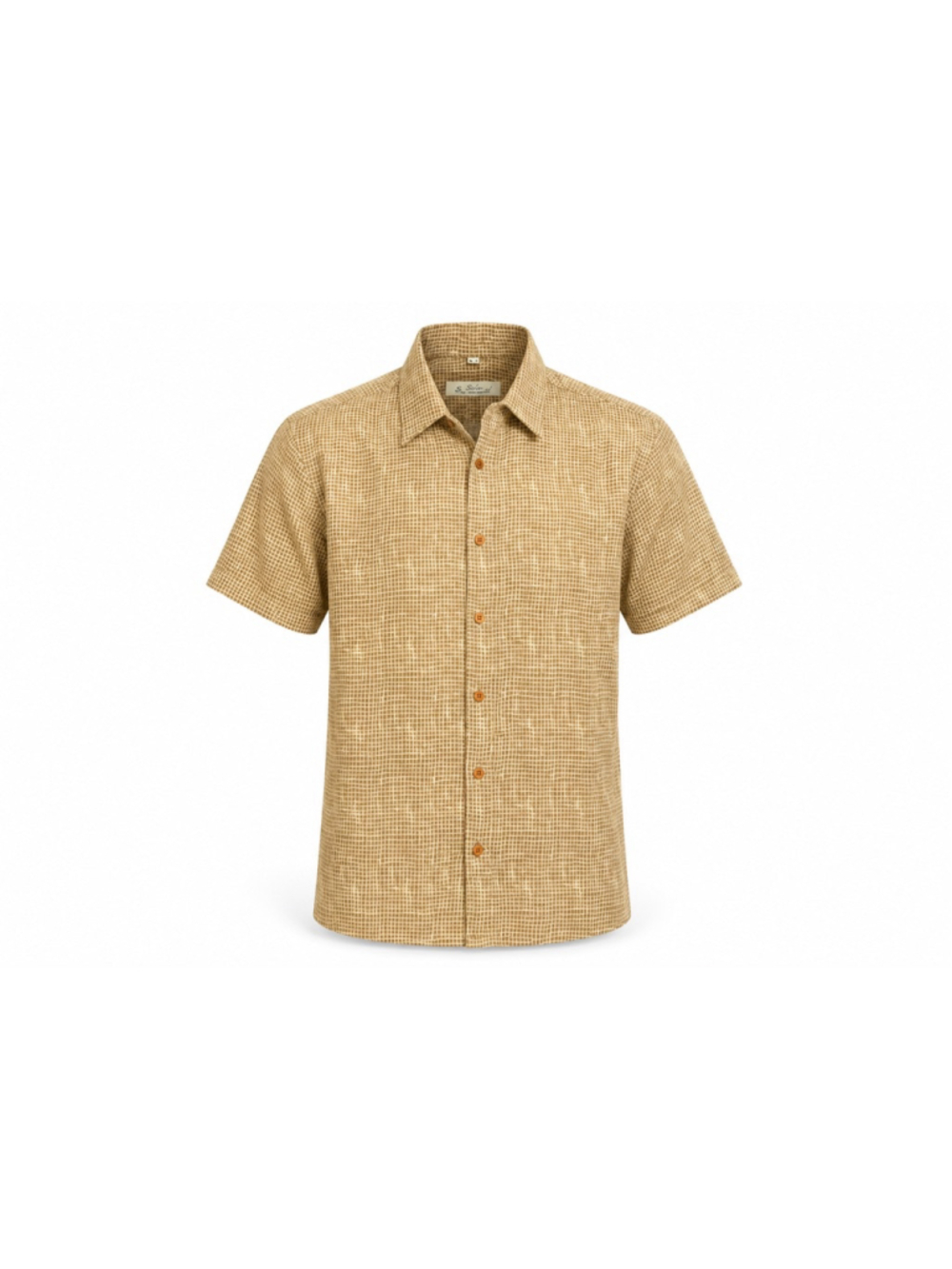 Ben Sherman Men’s Bronze/Cream Button Front Short Sleeve Casual Shirt Sz L